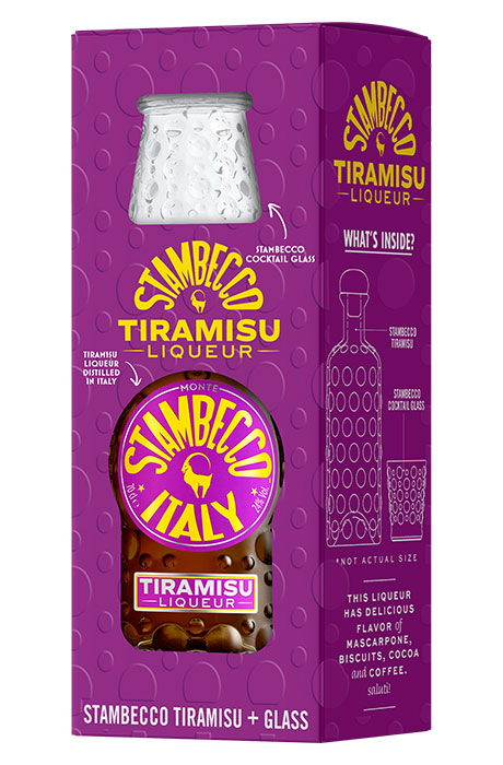 Stambecco Tiramisu Liqueur - Zestaw ze szklanką